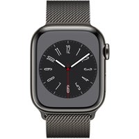 Apple Watch Series 8 (GPS + Cellular) - 41 mm - Graphite Stainless Steel - intelligente Uhr mit Milanaise Armband - Handgelenkgröße: 130-180 mm - 32GB - Wi-Fi, LTE, Bluetooth, UWB - 4G - 42,3 g (MNJM3FD/A)