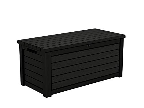 Koll Living Gartenbox / Aufbewahrungsbox 623 Liter, schwarz, weiß oder braun - trockener & belüfteter Stauraum - mit Gasdruckfedern - Deckel bis zu 272 kg belastbar (Schwarz)