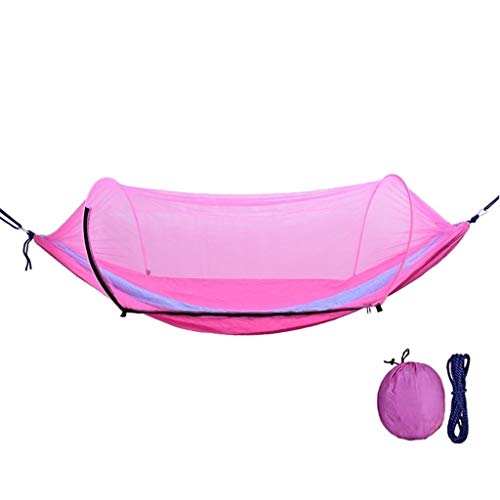 Einstellbarer Schwung Outdoor-Schaukel mit Moskitonetzen Hängematte kann 200kg tragen Klappschaukel (Color : Pink)