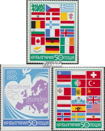 Prophila Collection Bulgarien 3330-3332 (kompl.Ausg.) postfrisch ** MNH 1985 KSZE-Schlußakte (Briefmarken für Sammler) Flaggen/Wappen/Landkarten