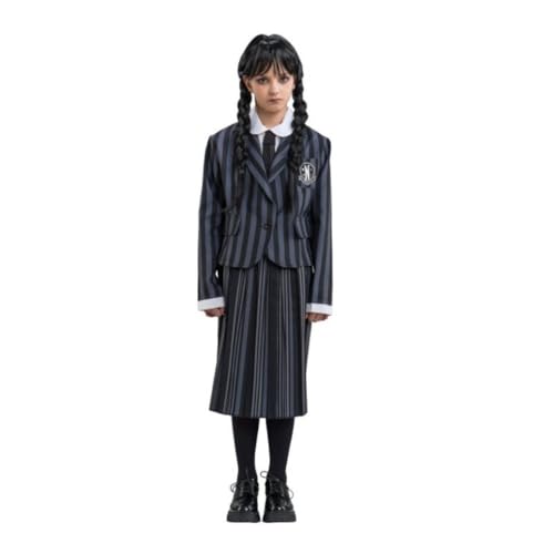 Chaks Wednesday Kostüm Schuluniform Nevermore Wednesday Addams für Kinder Gr. 140-164 schwarz Halloween Fasching (164)