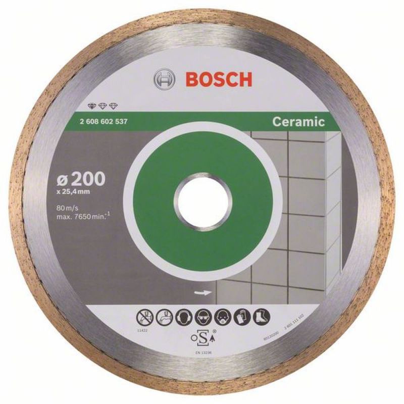 Bosch Diamanttrennscheibe Standard for Ceramic, 200 x 25,40 x 1,6 x 7 mm 2608602537