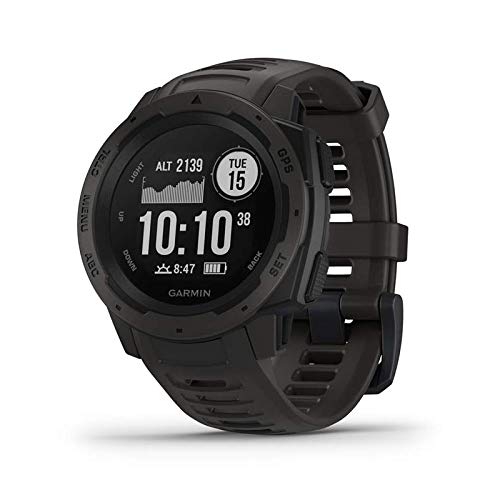 Garmin Instinct - wasserdichte Sport-Smartwatch mit Smartphone Benachrichtigungen und Sport-/Fitnessfunktionen mit GPS, 14 Tage Akkulaufzeit, Schwarz