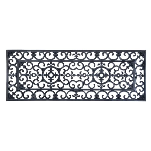 Esschert Design Schmutzfangmatte, Fußmatte in schwarz aus Gummi, rechteckig, Größe XL, extra breit, ca. 120 cm x 45 cm