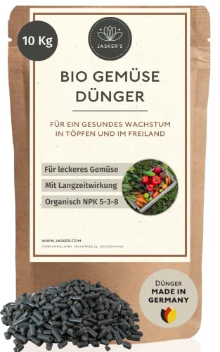 Bio Gemüsedünger Langzeit 10 Kg - 100% Organischer Gemüse Dünger mit Vinasse & viel Kalium - Bio Dünger für Gemüse, Salat, Paprika, Gurken, Chilis & mehr - Ideal als Hochbeet-Dünger
