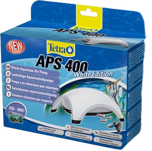 Tetra APS 400 Aquarienluftpumpe (leise laufruhig leistungsstark, mit Lufthahn zur Kontrolle des Luftstroms, ohne Luftpumpenschlauch Ausströmer Rückschlagventil), weiß