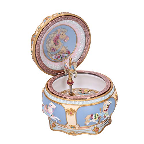 Jeffergarden Spieluhr Karussell Spieluhr Luxus leuchtende Music Box rotierende Pferd Spieluhr mit Melodie LED Licht Home dekorative Prunkstück Ornament Geschenk(Schloss im Himmel)