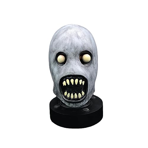 Cosplay Kostüm Maske Halloween Horror Dämon Latex Maske Kopfbedeckung Vollgesicht mit Hörnern und weißen Augen