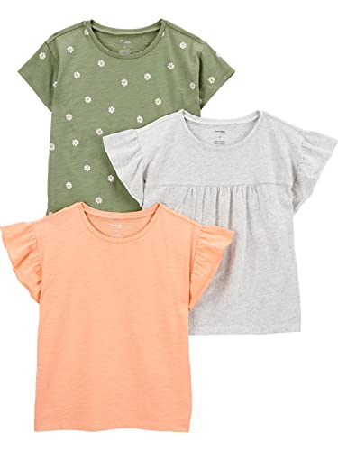 Simple Joys by Carter's Short-Sleeve and Tops Baby und Kleinkind T-Shirt Set, Rosa/Grün/Floral, 2 Jahre, 3er-Pack