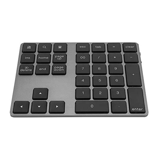 Drahtlose Zehnertastatur, Mini Digital 34-Tasten-Tastatur mit ergonomischem Nummernblock und USB 3.0-Hub Typ C für Windows Laptop/PC/Desktop(Schwarz)