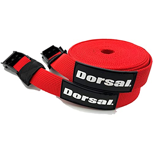 DORSAL Tie Down Straps for Roof Rack Pads Crossbars Holds Surfboards Kayaks Canoes Paddleboards 15' Red