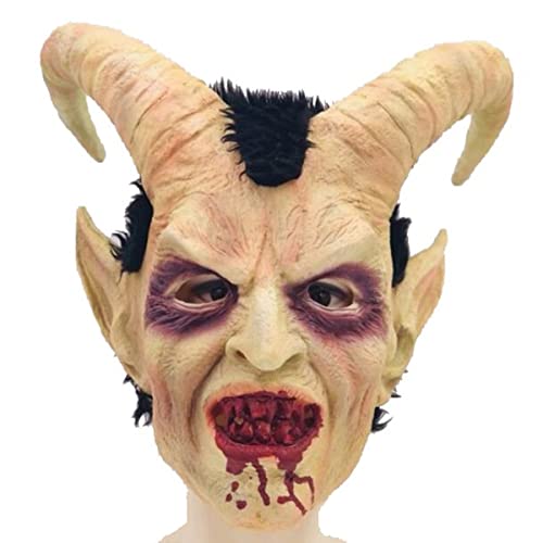 Hworks Lucifer Kopfbedeckung Vollgesichtsmaske Latex Teufel Cosplay Kostüm Requisiten für Halloween Party