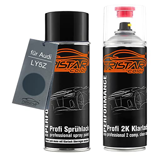 TRISTARcolor Autolack 2K Spraydosen Set für Audi LY5Z Nautic Metallic/Nautical Blue Metallic Basislack 2 Komponenten Klarlack Sprühdose