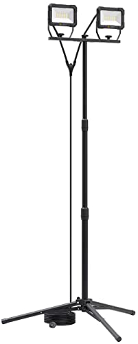 Northpoint LED Blackline Baustrahler Arbeitsstrahler mit Stativ Fluter Strahler 60W (2x 30W) Leistung 4800 Lumen Lichtstrom 158cm Stativ 5m Zuleitung AN/AUS Schalter