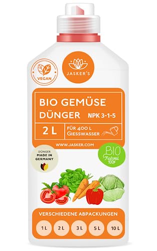 Bio Gemüsedünger flüssig 1 Liter Konzentrat für 200 Liter Gießwasser - 100% organischer Dünger Gemüse - Flüssigdünger Gemüse für Gewächshaus & Kübel - Bio Dünger Gemüse