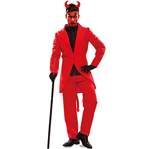 EUROCARNAVALES Herren Kostüm Teufel Lucifer rot Anzug Satan Halloween Fasching Karneval (M/L)