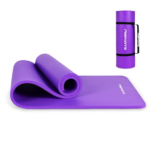 MSPORTS Gymnastikmatte Premium inkl. Tragegurt + Übungsposter + Workout App I Hautfreundliche Fitnessmatte 190 x 60 x 1,5 cm - Violett - Phthalatfreie Yogamatte