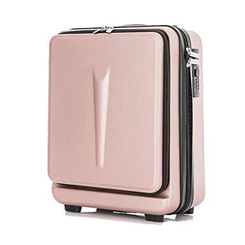 Kleiner, leichter Koffer mit Reißverschlusstasche vorne, ABS + PC Hardside Reisekoffer mit TSA-Schloss, Handgepäck, einfaches Reisen, Gepäck, Handgepäck für Reisen/Business, rose gold, Modern