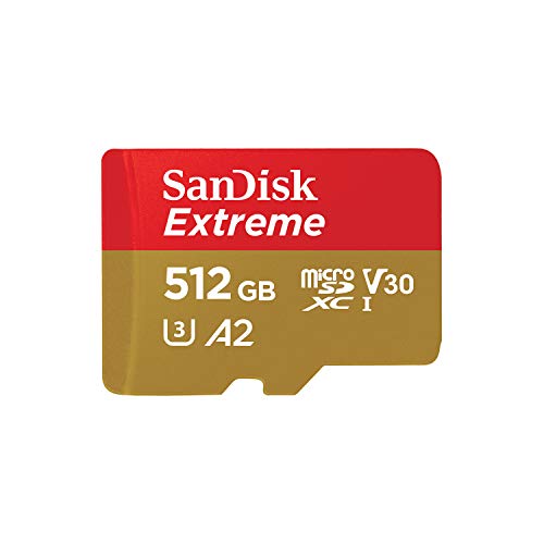 SanDisk Extreme microSDXC 512GB + SD Adapter + Rescue Pro Deluxe 160MB/s A2 C10 V30 UHS-I U3