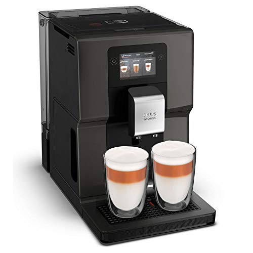 Krups EA872B Intuition Preference Kaffeevollautomat | personalisierbare LED-Beleuchtung | 250 g Bohnenbehälter | 2,3 L Wassertank | 3,5" Farb-Touchscreen | One-Touch-Cappuccino Funktion | Schwarz