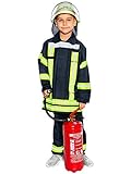 Maskworld Realistische deutsche Feuerwehrmann-Uniform mit Jacke und Hose für kleine Löschmeister - Kinder-Kostüm - Verkleidung Anzug für Karneval Fasching & Halloween - Größe 164