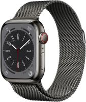 Apple Watch Series 8 (GPS + Cellular) 41mm Edelstahlgehäuse graphit, Milanais...