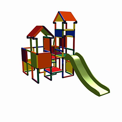 move and stic 6524 - Spielburg Moritz, Kletterturm mit Rutsche Multicolor, geeignet für Kinderzimmer, Spielzimmer oder auch draußen im Garten