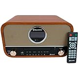 Roadstar HRA-1782NBT Vintage-Musikgerät, FM-Digitalradio, CD-MP3-Player, Bluetooth, USB Aufnahme und Wiedergabe, AUX IN Cinch, Fernbedienung, Kopfhöreranschluss, Retro, Holz