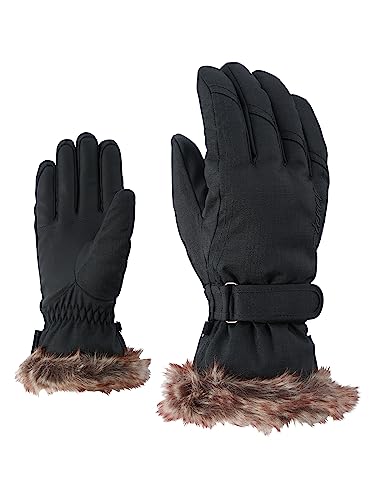 Ziener Damen KIM lady glove Ski-handschuhe / Wintersport |warm, atmungsaktiv, schwarz (black-stru), 6.5