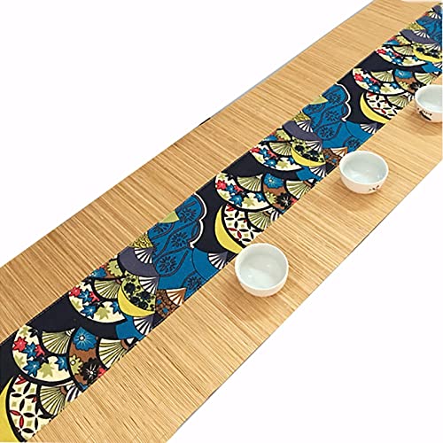 LIUDAN Vintage-Tischläufer aus natürlichem Bambus im japanischen Stil, rutschfeste Tischsets für Bauernhaus/Zuhause/Teestube, (Color : Style3, Size : 30×350cm/12 ×138in)