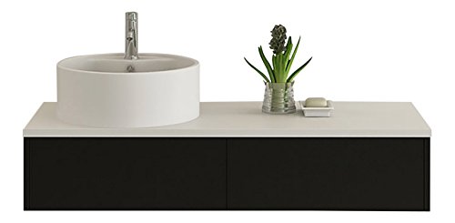 Jet-Line Design Badmöbel Set Biel schwarz, Hochglanz Keramik Becken Schrank Push Open Moebel Badezimmer Wc Bäder Bad Ausstattung