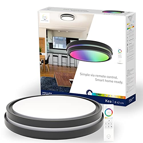 tint von Müller-Licht Smarte LED-Deckenleuchte Kea white+color, 42 cm Durchmesser, direktes + indirektes Licht, 2490lm, Zigbee