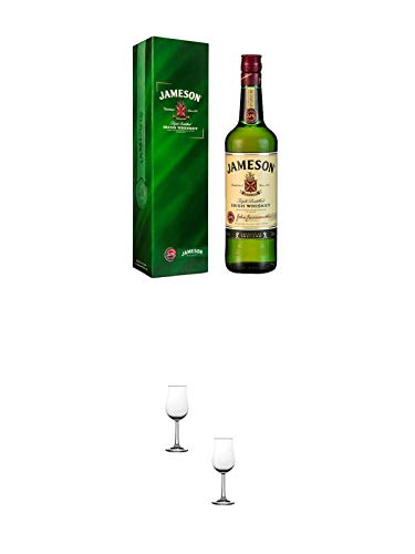 Jameson Irish Whiskey 0,7 Liter + Nosing Gläser Kelchglas Bugatti mit Eichstrich 2cl und 4cl - 2 Stück
