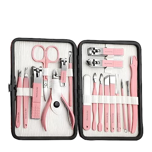 Edelstahl-Nagelknipser und Beauty-Tool, tragbares Set for Zuhause, Arbeitsplatz, Outdoor, Reisen, Geschenk, Schönheitssalon (Color : Pink)