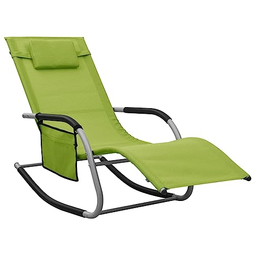 Youuihom Camping Stühle Bistro-Stuhl Stühle für den Rasen Sonnenliege Textilene Grün und Grau Geeignet für Terrasse, Rasen, Veranda, Garten, Hinterhof