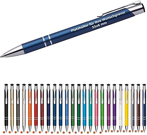 250 x Cosima Kugelschreiber, Farbmix aus Metall mit Gravur (Neu & alle mit gleicher Wunschgravur) blauschreibend WPRO
