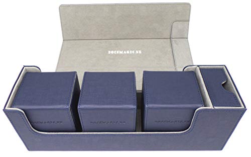 docsmagic.de Premium Magnetic Tray Long Box Dark Blue Medium + 3 Flip Boxes - Dunkelblau