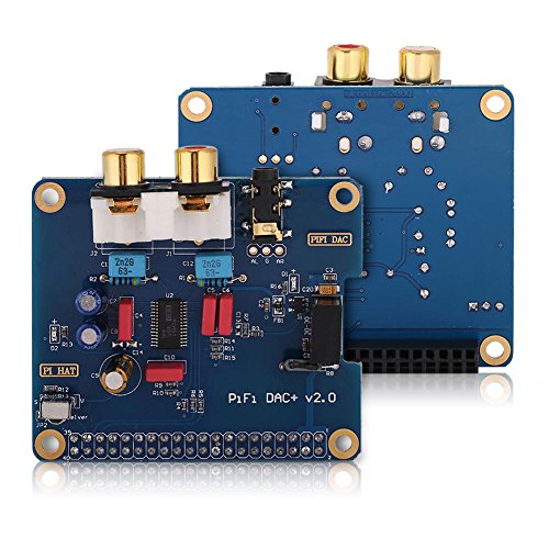ASHATA I2S-Schnittstelle PiFi DIGI DAC + Digitale HiFi DIGI-Audiokarte für Raspberry PI 3 Modell B/2B/B, vergoldete RCV-Doppelklemme und vergoldete 3,5-mm-Klinkenbuchse