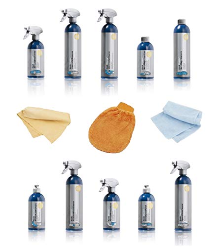 Koch Chemie Mega Set 10 Reiniger + Zubehör für das Auto Innen und Außen Glasreiniger Lackshampoo Felgenreiniger Innenraum Reinigungsmittel Auto