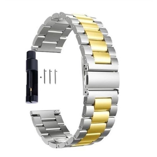 BOLEXA 22 mm 20 mm Schnellverschluss-Edelstahl-Uhrenarmband, magnetisches Smart-Armband mit Werkzeug (Color : Sanzhu Silver Gold, Size : 20mm)