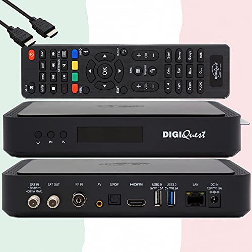 TiVuSat Karte 4K UHD + DIGIQuest Q60 Combo Receiver 4K H.265 S2+T2 HEVC Set-Top Box, zertifizierter TiVuSat Receiver mit Karte, Mediaplayer, WebRadio, USB PVR, EasyMouse HDMI