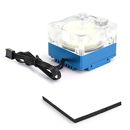 Computer Wasserkühlungspumpe, DC 12V Ultra-leise G1/4 Gewinde Water Cooling Pump Tank mit 2600RMP PWM Drehzahlregelung, 500 L/H Durchfluss für PC Wasserkühlung(Blau)