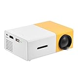 Tragbarer LED Projektor, Mini Full HD Multimedia Beamer Unterstützung AV/USB / HDMI/TF für Home Büro Theater(Weiß und Gelb)