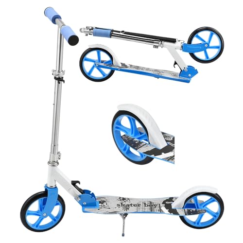 ArtSport Kinder Scooter blau | ab 6 Jahre | 205 mm Räder | klappbar höhenverstellbar | 100 kg belastbar | Cityroller Tretroller Kinderroller