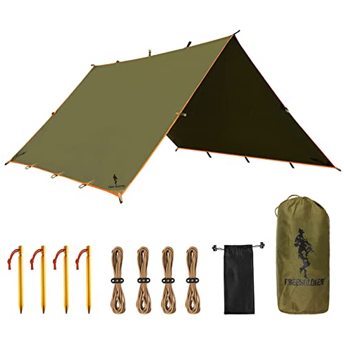 Free Soldier wasserdichte Bewegliche Tarp Multifunktionale Outdoor-Camping-Reisen Markise Backpacking Tarp Shelter Regen Tarp braun