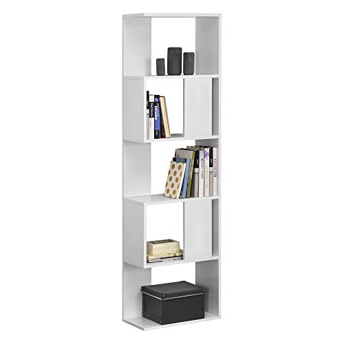 [en.casa] Bücherregal Aneby 159x45x24cm Standregal mit 5 Ablageflächen Regal Weiß