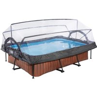 Frame Pool 300x200x65cm (12v) – Holz optik + Sonnendach braun