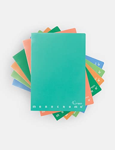 Pigna 02309780C Maxi Notizbücher Monochrom Green 80 Seiten, Linien mit Rand, 10 Stück