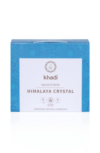 khadi HIMALAYA CRYSTAL Shanti Soap Seife, Naturseife aus pflegendem Kokosöl, Kakaobutter & Kardamom, 100% natürlich, pflanzlich, vegan, silikon- & sulfat-frei, Zertifizierte Naturkosmetik,100g