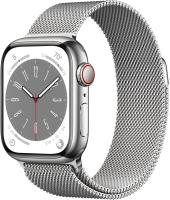 Apple Watch Series 8 (GPS + Cellular) 41mm Edelstahlgehäuse silber, Milanaise...